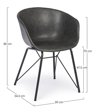 Dining Chair Anthracite PU Leather Vintage