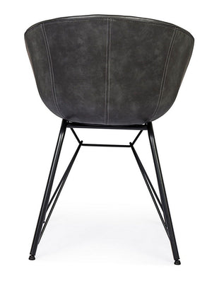 Dining Chair Anthracite PU Leather Vintage
