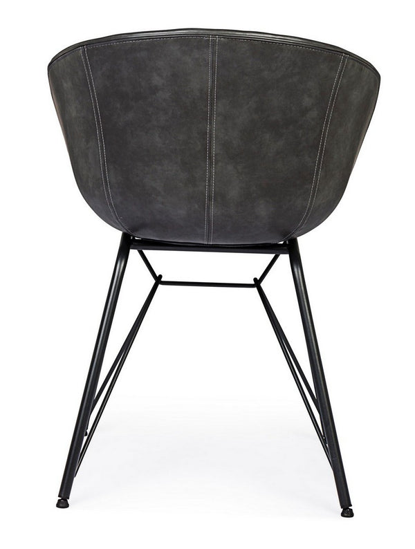 Dining Chair Anthracite PU Leather Vintage