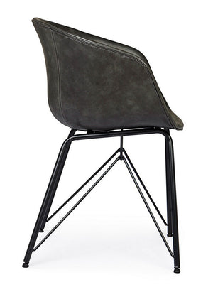 Dining Chair Anthracite PU Leather Vintage