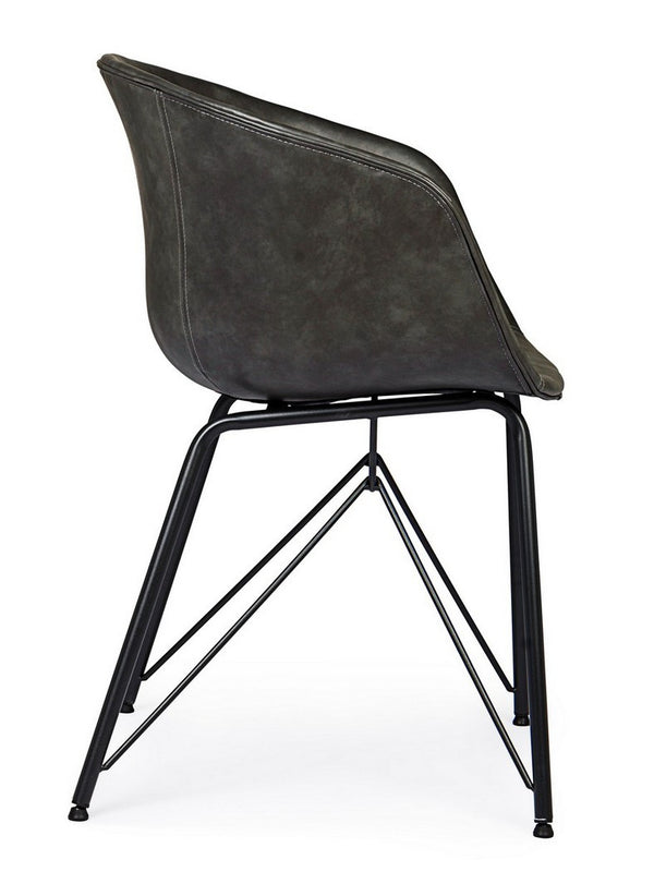 Dining Chair Anthracite PU Leather Vintage