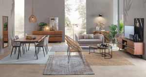 Dining Chair Beige PU Leather Vintage with Black Frame