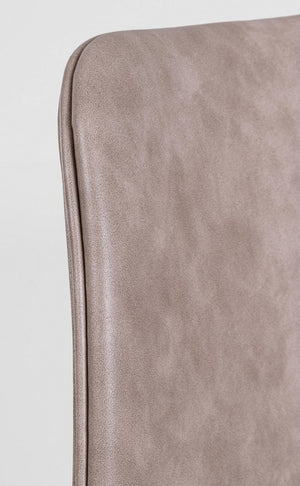 Dining Chair Beige PU Leather Vintage with Black Frame