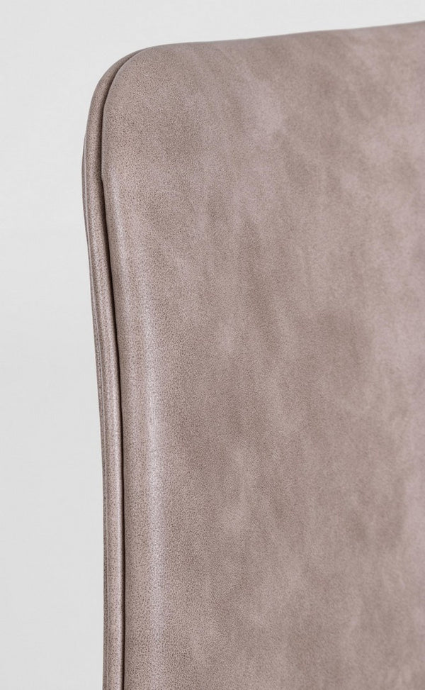 Dining Chair Beige PU Leather Vintage with Black Frame