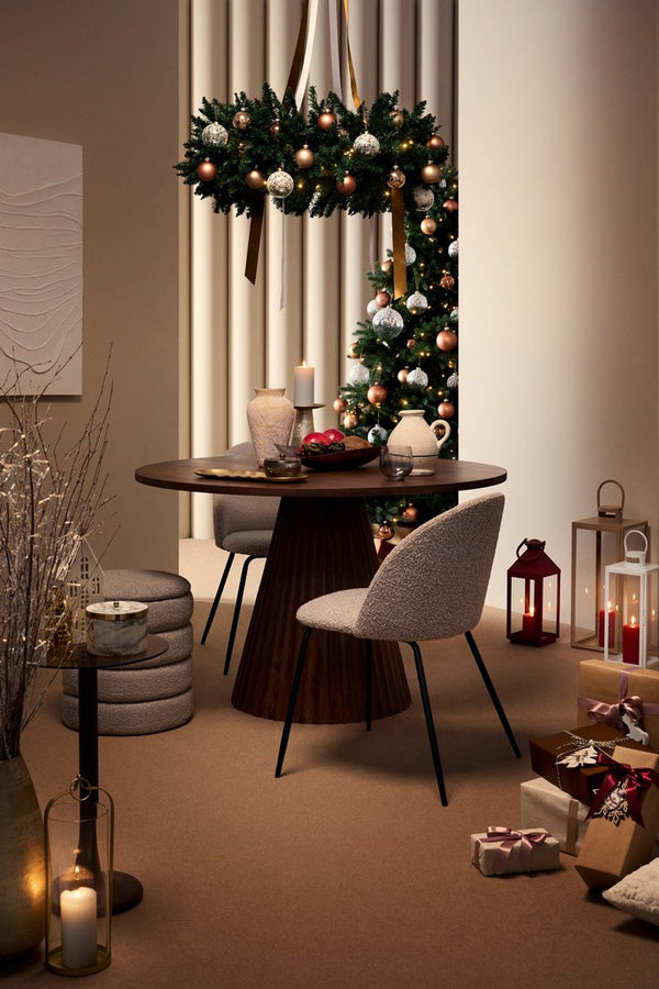 Dining Chair Black and Taupe Upholstered