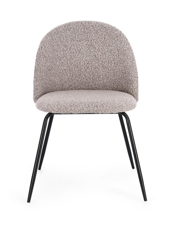 Dining Chair Black and Taupe Upholstered