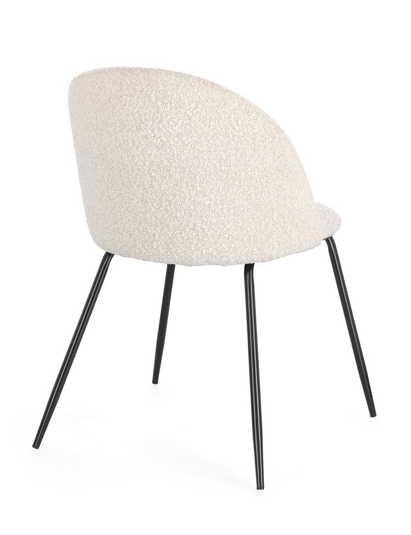 Dining Chair Black and Ivory Upholstered