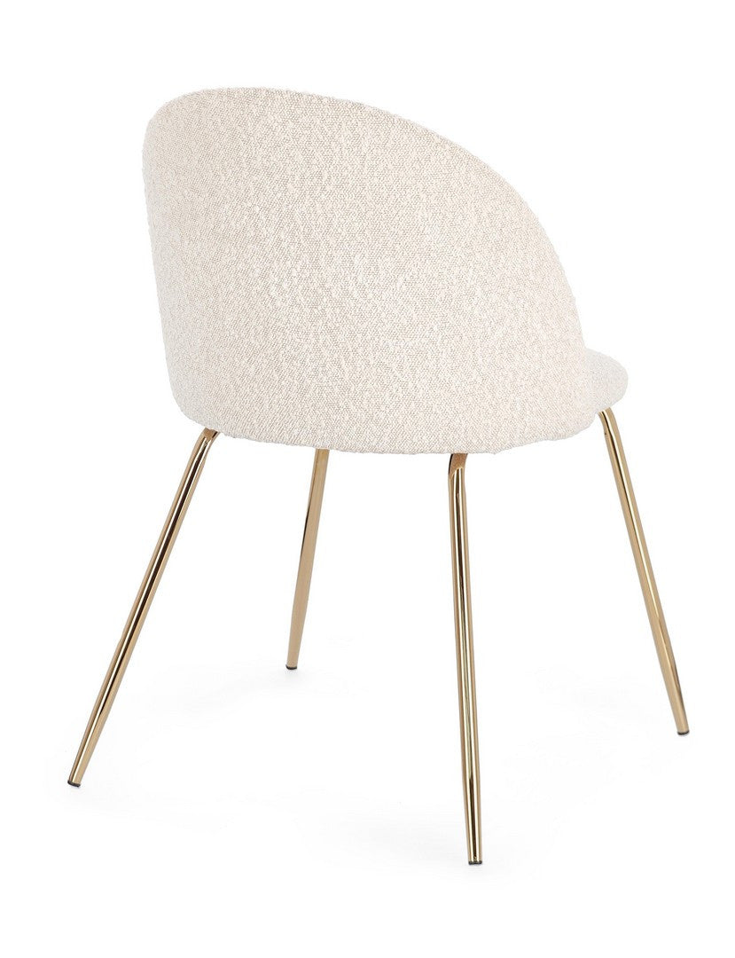 Dining Chair Gold and Ivory Upholstered