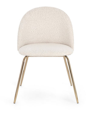 Dining Chair Gold and Ivory Upholstered