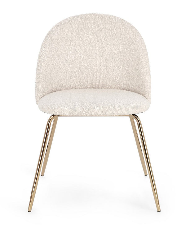 Dining Chair Gold and Ivory Upholstered
