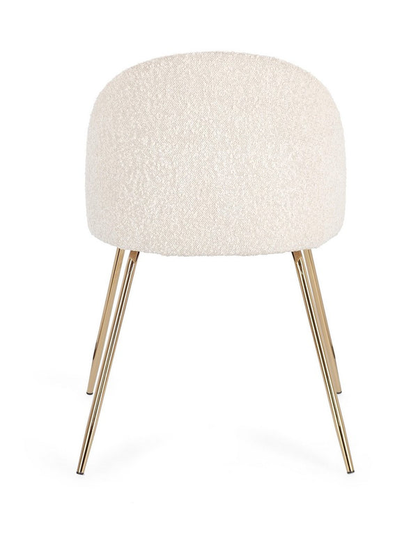 Dining Chair Gold and Ivory Upholstered