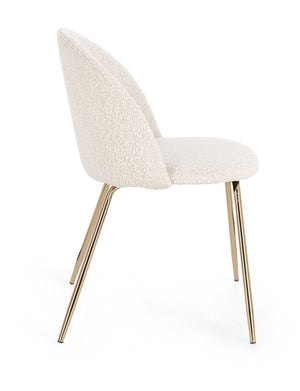 Dining Chair Gold and Ivory Upholstered