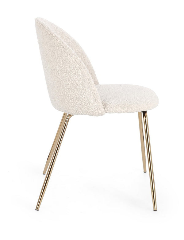 Dining Chair Gold and Ivory Upholstered