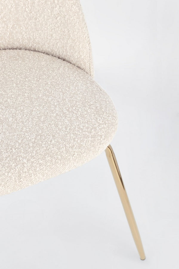 Dining Chair Gold and Ivory Upholstered