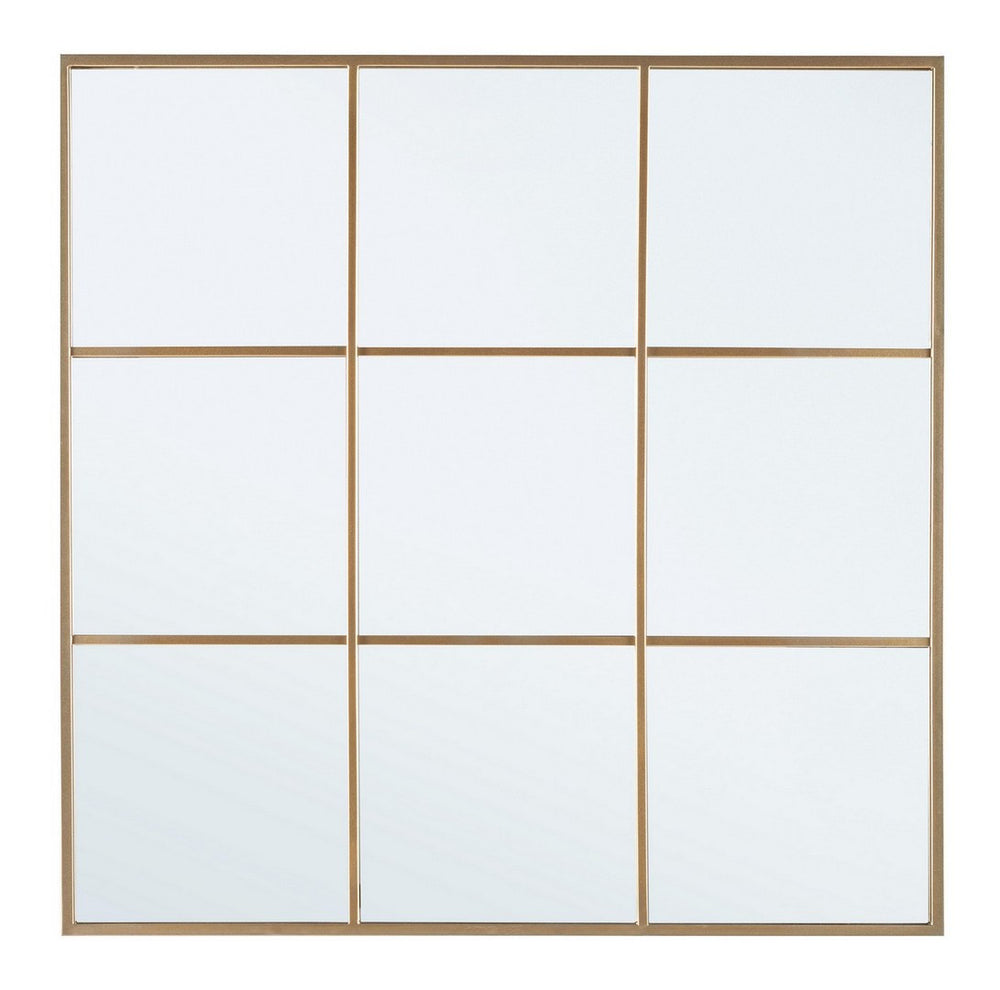 Window Style Wall Mirror 90x90 cm – Gold Decorative Mirror