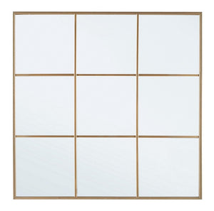 Window Style Wall Mirror 90x90 cm – Gold Decorative Mirror