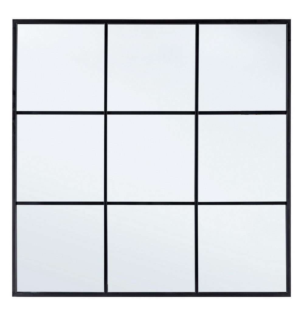 Window Style Wall Mirror 90x90 cm – Black Decorative Mirror