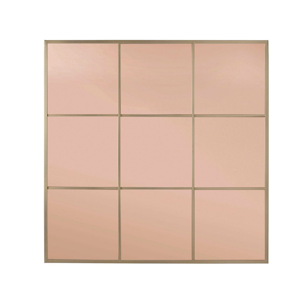 Window Style Wall Mirror 90x90 cm – Gold & Bronze Decorative Mirror