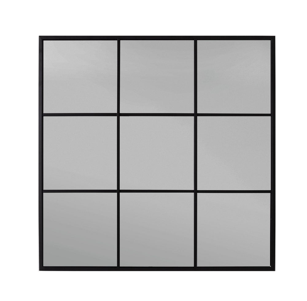 Window Style Wall Mirror 90x90 cm – Black Smoke Decorative Mirror
