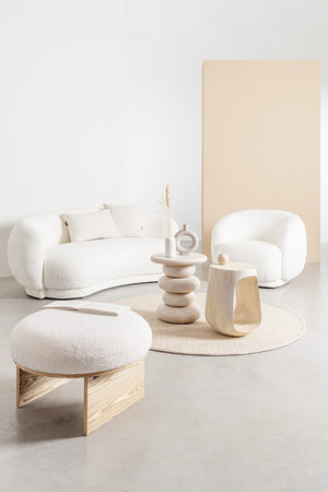 2-Seater Sofa White Upholstered L191