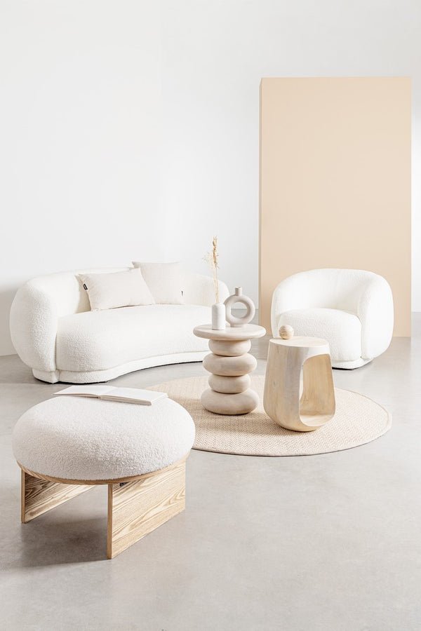 2-Seater Sofa White Upholstered L191