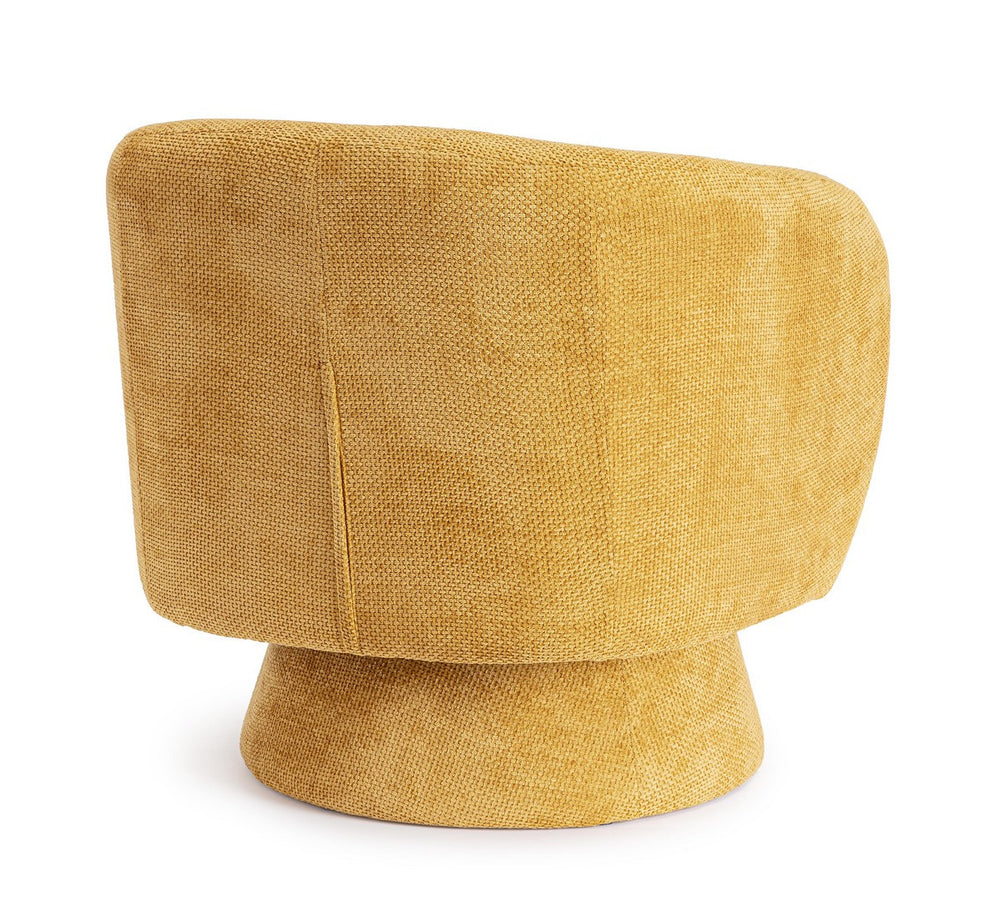 Swivel Armchair Mustard Upholstered