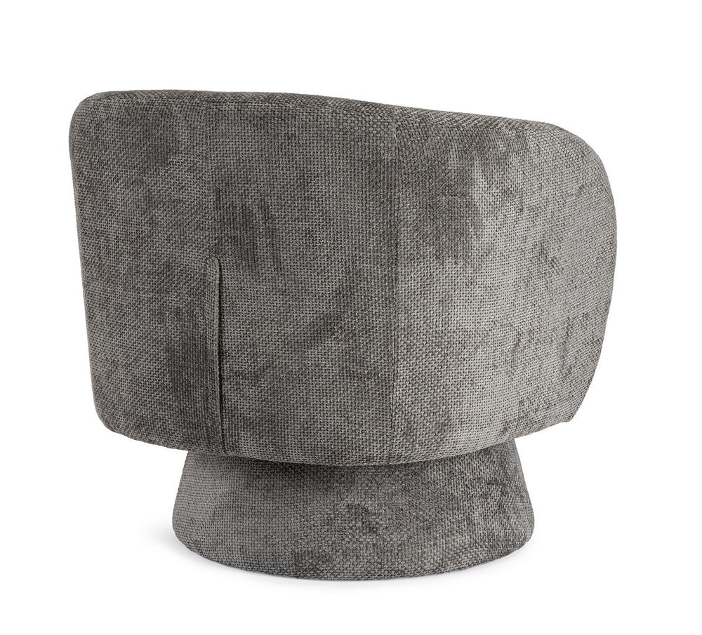 Swivel Armchair Dark Grey Upholstered