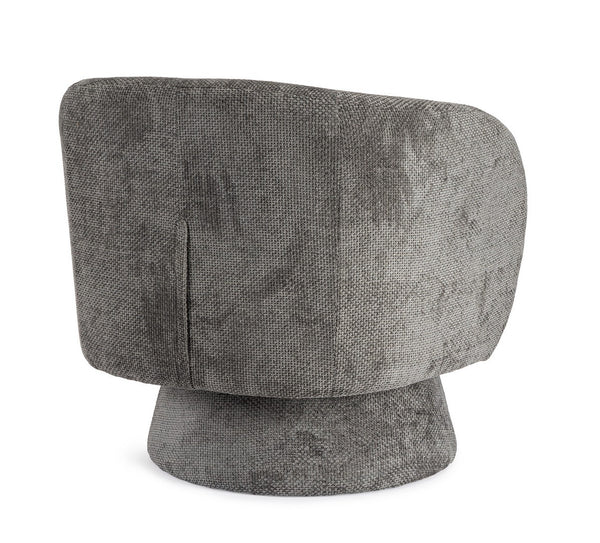 Swivel Armchair Dark Grey Upholstered