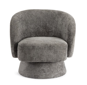 Swivel Armchair Dark Grey Upholstered