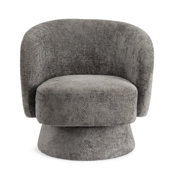 Swivel Armchair Dark Grey Upholstered
