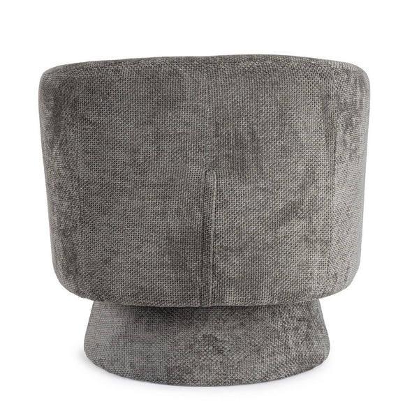Swivel Armchair Dark Grey Upholstered