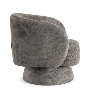 Swivel Armchair Dark Grey Upholstered