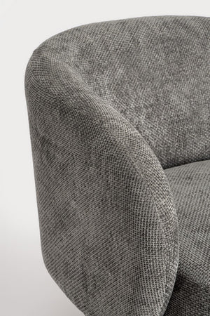 Swivel Armchair Dark Grey Upholstered