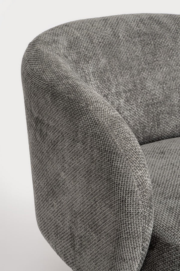 Swivel Armchair Dark Grey Upholstered