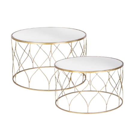 Modern Set of 2 Round Coffee Tables for Living Room D71/D66
