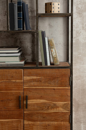 Modern Shelving Unit with 2 Doors and 2 Drawers for Storage
