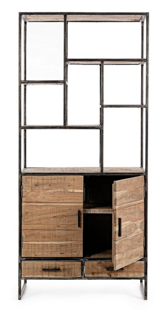 Modern Shelving Unit with 2 Doors and 2 Drawers for Storage