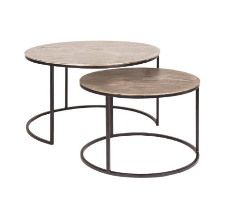 Modern Set of 2 Round Coffee Tables for Living Room D80/D60