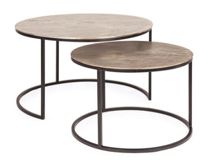 Modern Set of 2 Round Coffee Tables for Living Room D80/D60