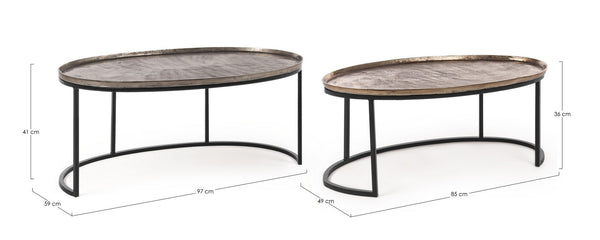 Modern Set of 2 Oval Coffee Tables for Living Room L97/L85