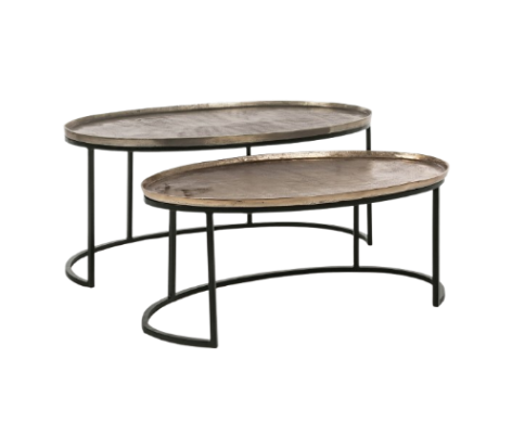 Modern Set of 2 Oval Coffee Tables for Living Room L97/L85