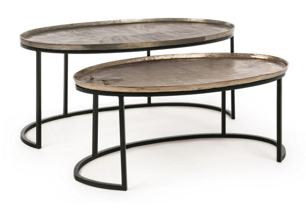 Modern Set of 2 Oval Coffee Tables for Living Room L97/L85
