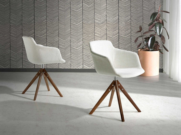 Swivel chair in beige fabric