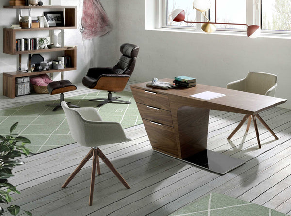 Swivel chair in beige fabric