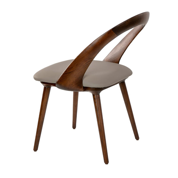 Chair in ecological walnut and mink leather