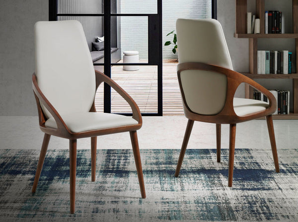 Chair in cream ecological leather