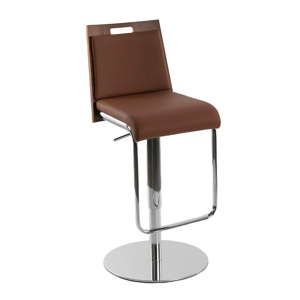 Swivel bench in brown and walnut eco-leather