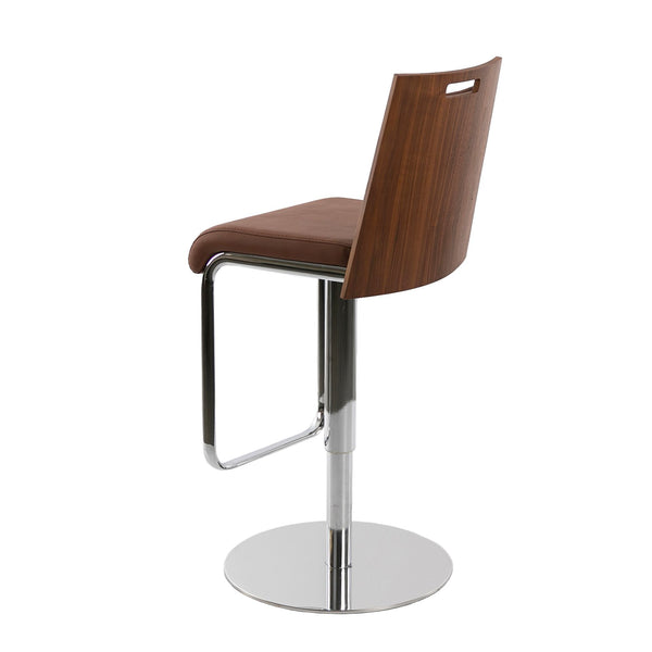 Swivel bench in brown and walnut eco-leather