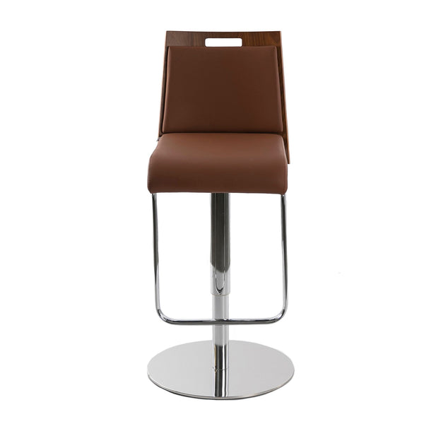 Swivel bench in brown and walnut eco-leather