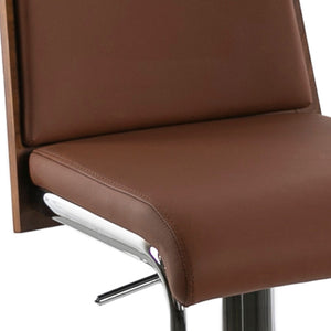 Swivel bench in brown and walnut eco-leather